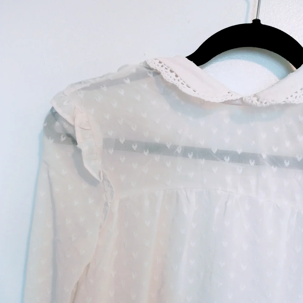 NWT boho cottagecore prairie long sleeve sheer top H&M size 2